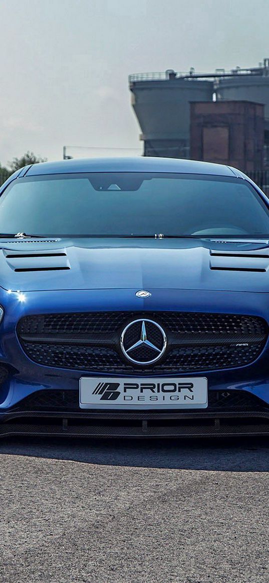 mercedes-benz, amg gt, blue, front view