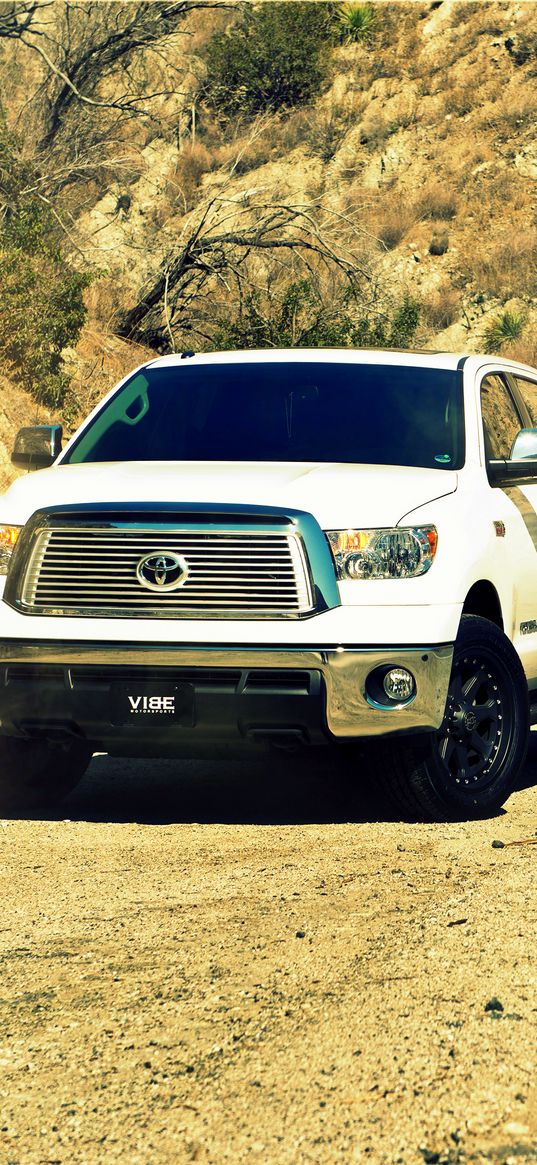 toyota, tundra, white, front view