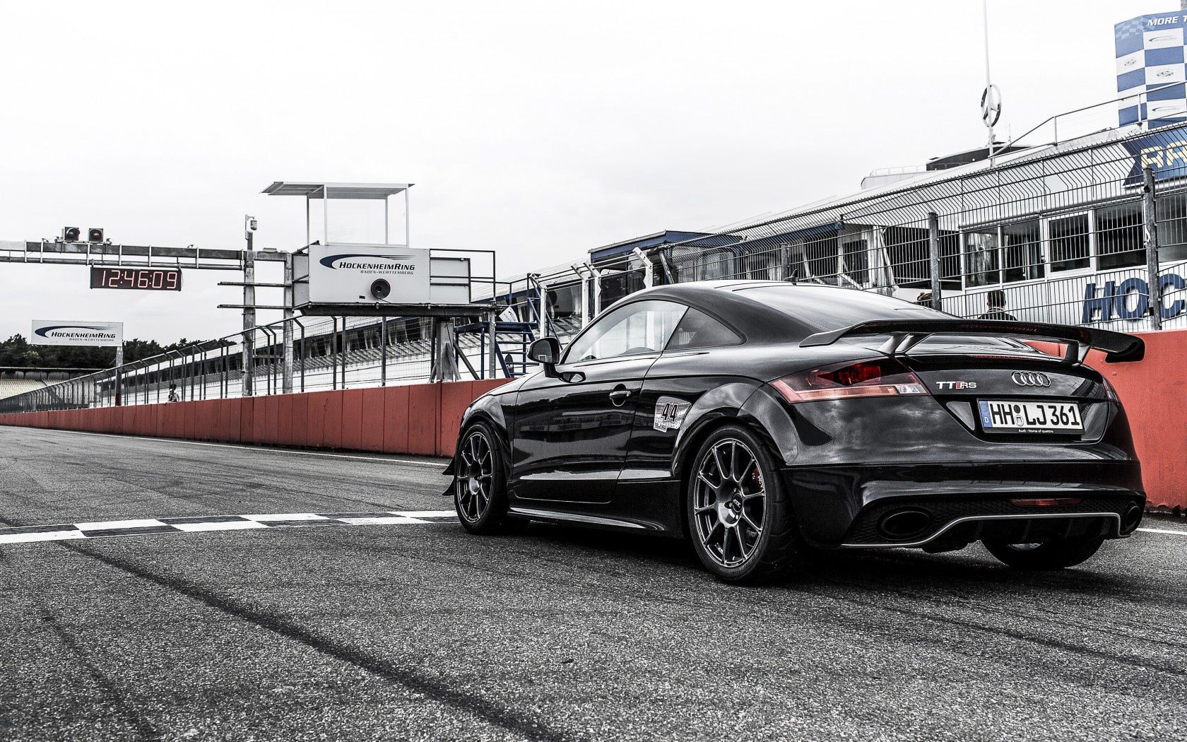 audi, tt, rs, black, rear view