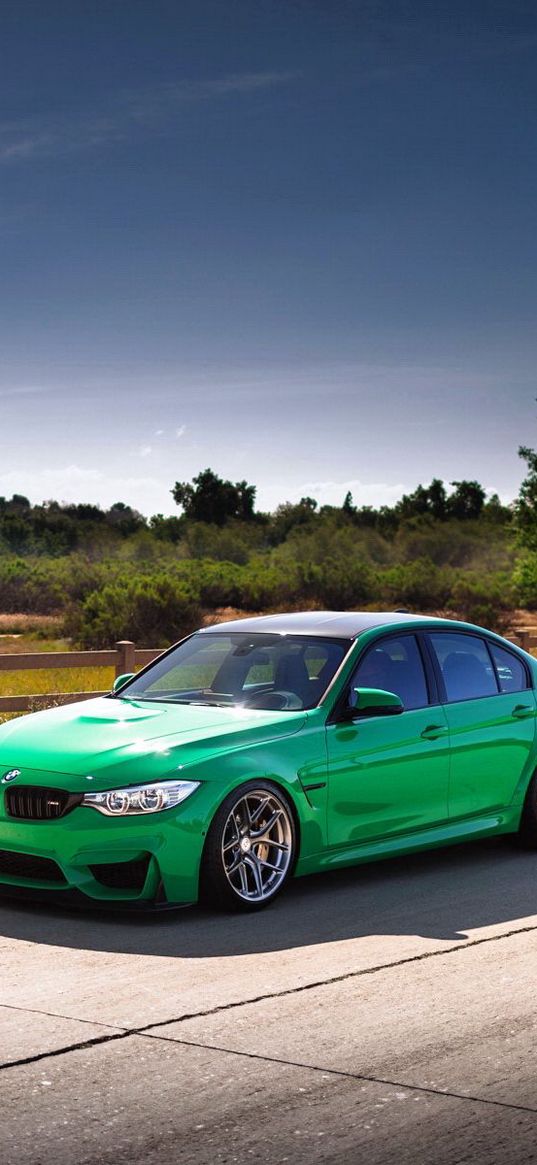 bmw, m3, f80, green, side view