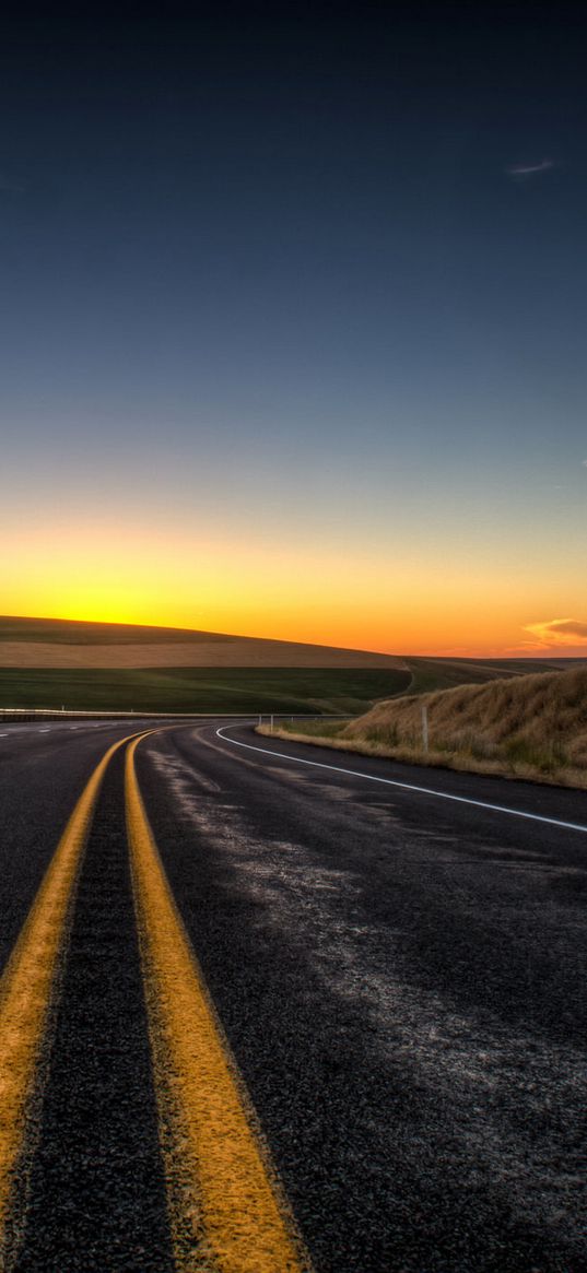 road, markings, turn