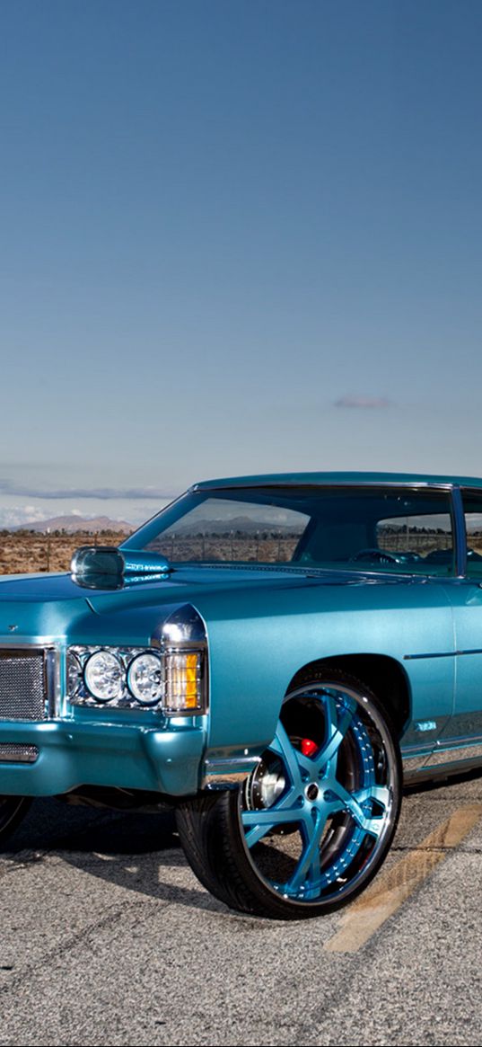 chevrolet, impala, 1971, blue, side view