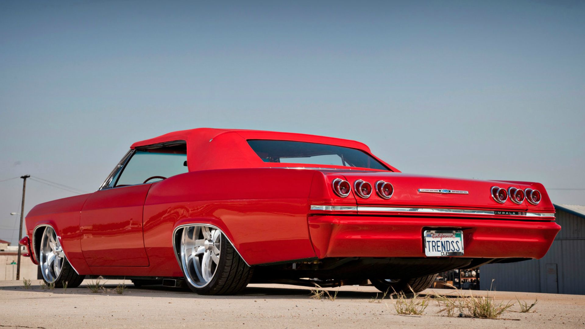 chevrolet, impala, 1965, red, side view