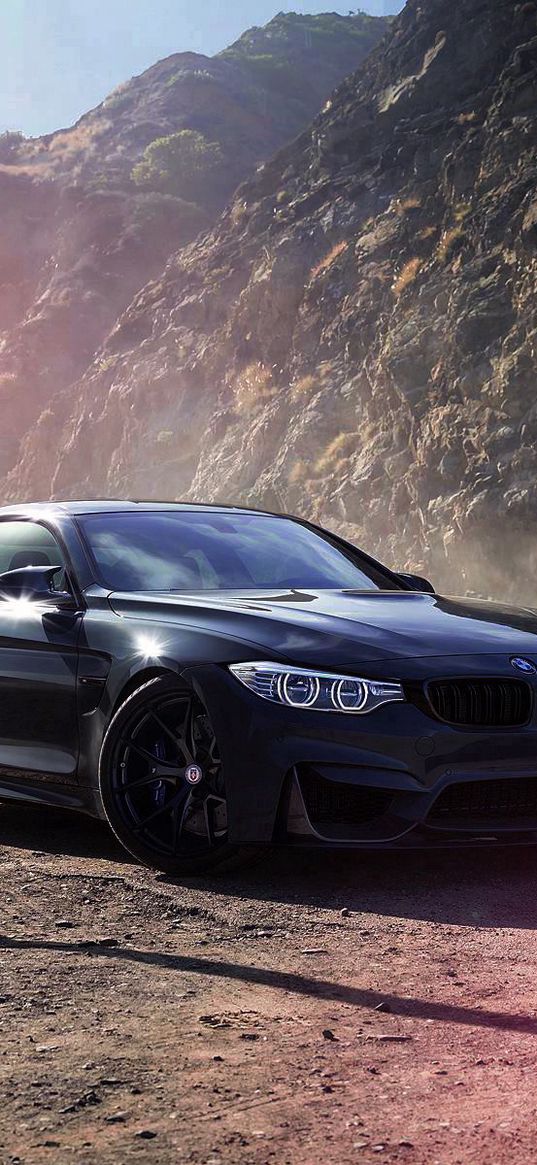 bmw, m4, f82, black, side view