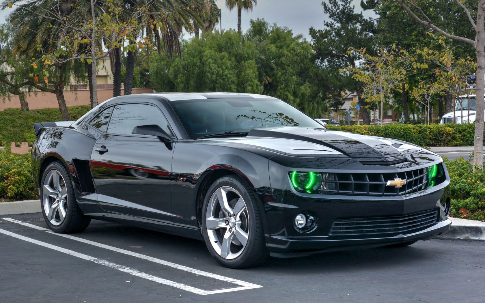 chevrolet, camaro, black, side view, parking