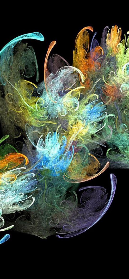 flash, multicolored, fractal, flying, spinning