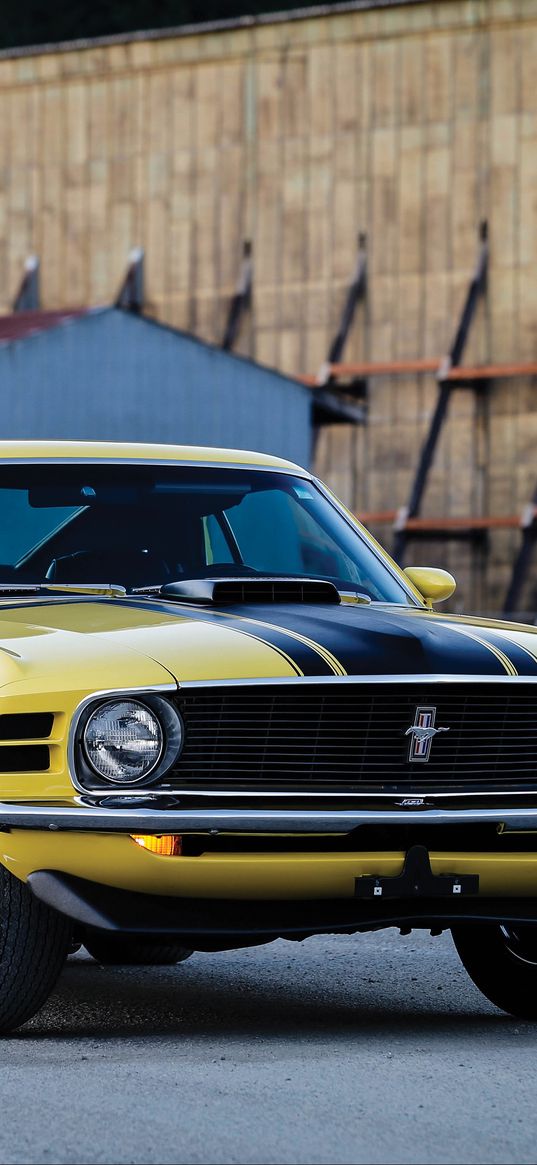 ford, mustang, boss 302, 1970, yellow, side view