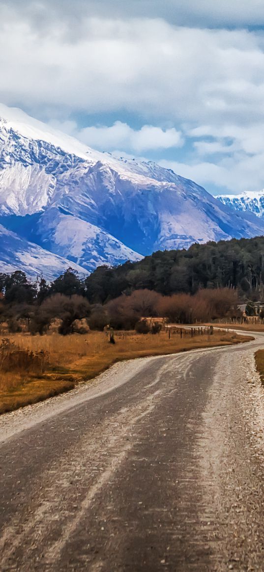 new zealand, glenorchy, mountain, field, road