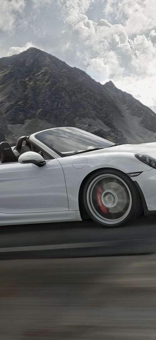 porsche, boxster, spyder, 981, convertible, side view