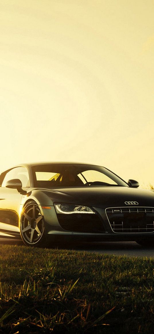 audi, r8, v10, side view, black