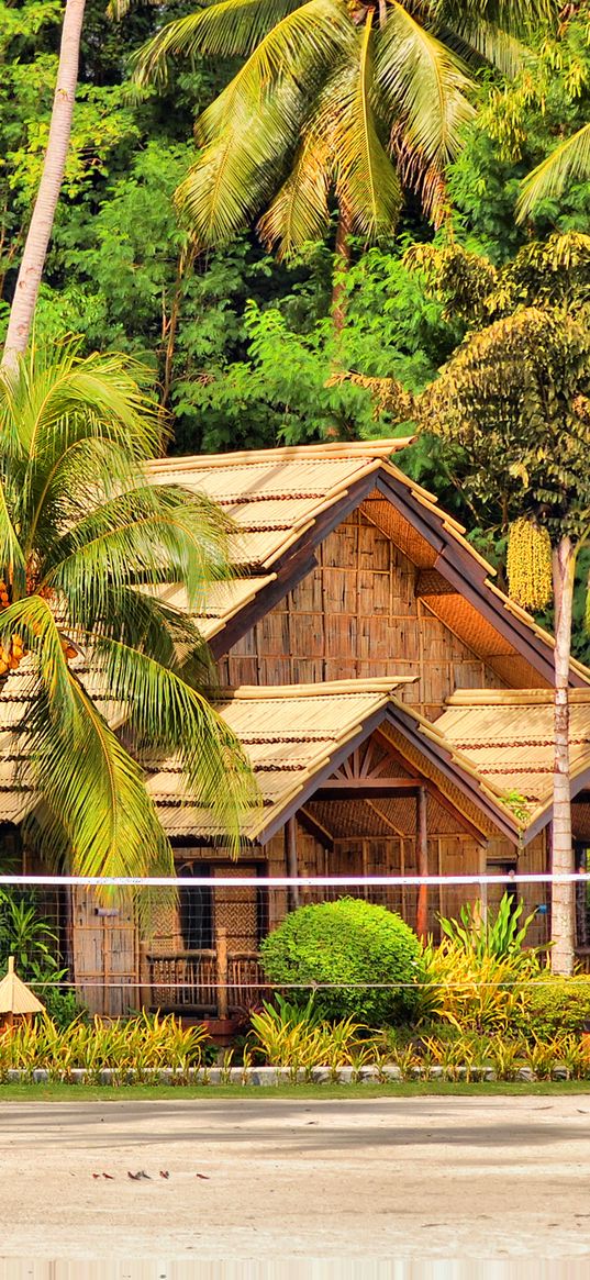 philippines, samal, island, palm trees, huts, bungalows