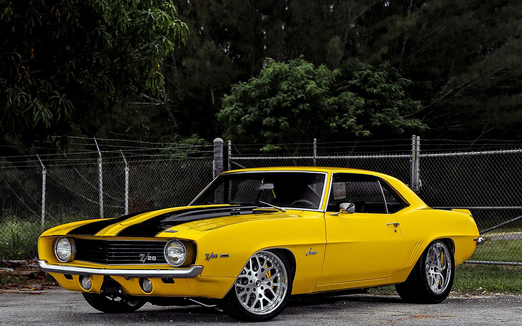 chevrolet, camaro, 1969, yellow, side view