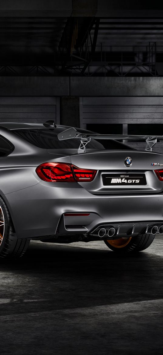 bmw, m4, gts, f82, silver, rear view