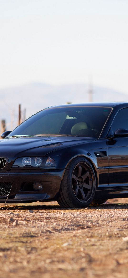 bmw, m3, e46, black, side view