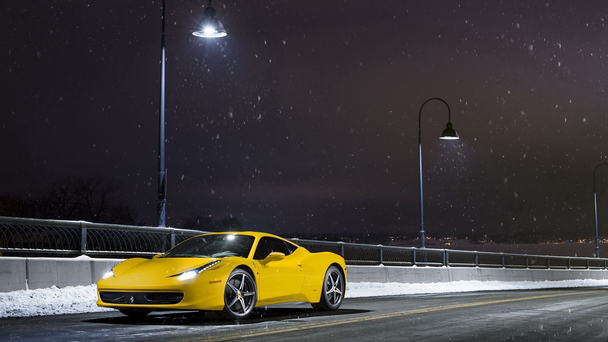 ferrari, 458, italia, yellow, side view