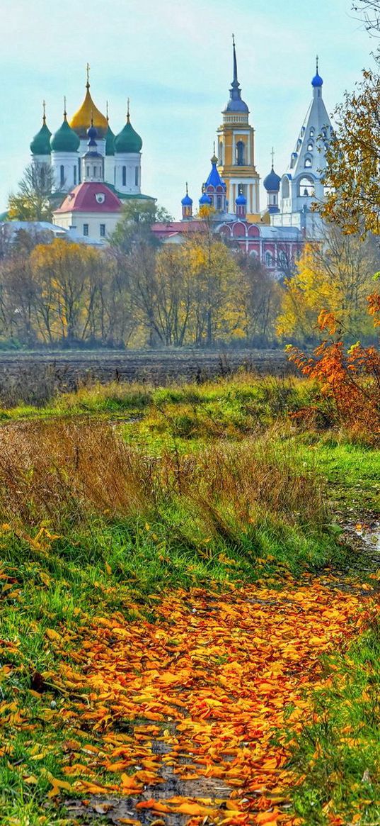 kolomna, russia, autumn, temple, trees