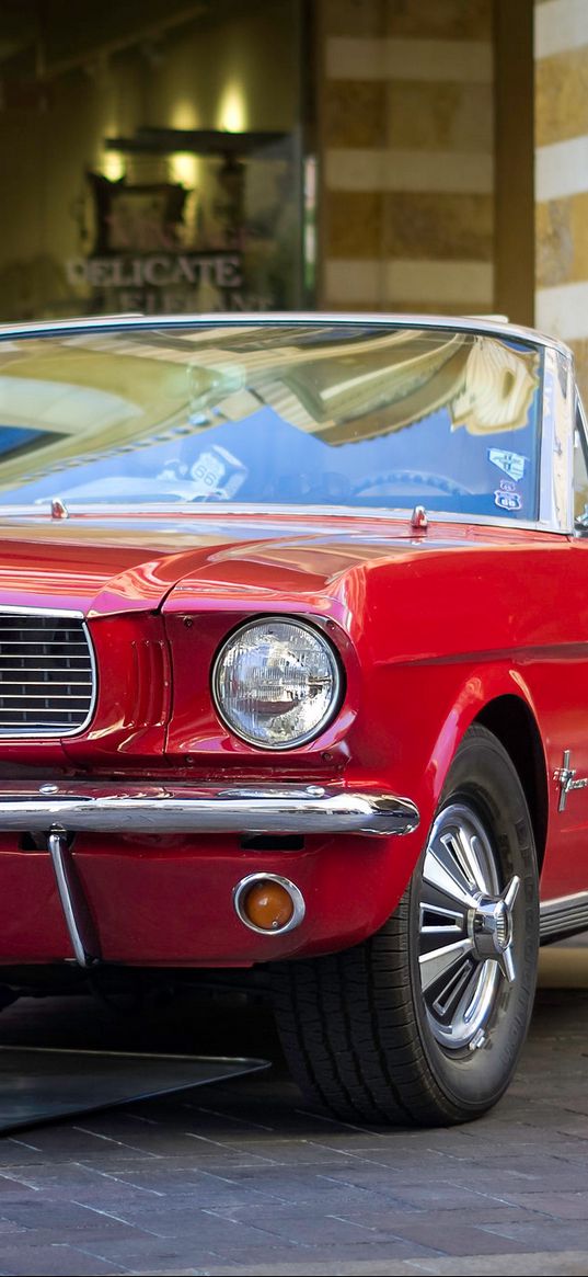 1966, mustang, red, convertible