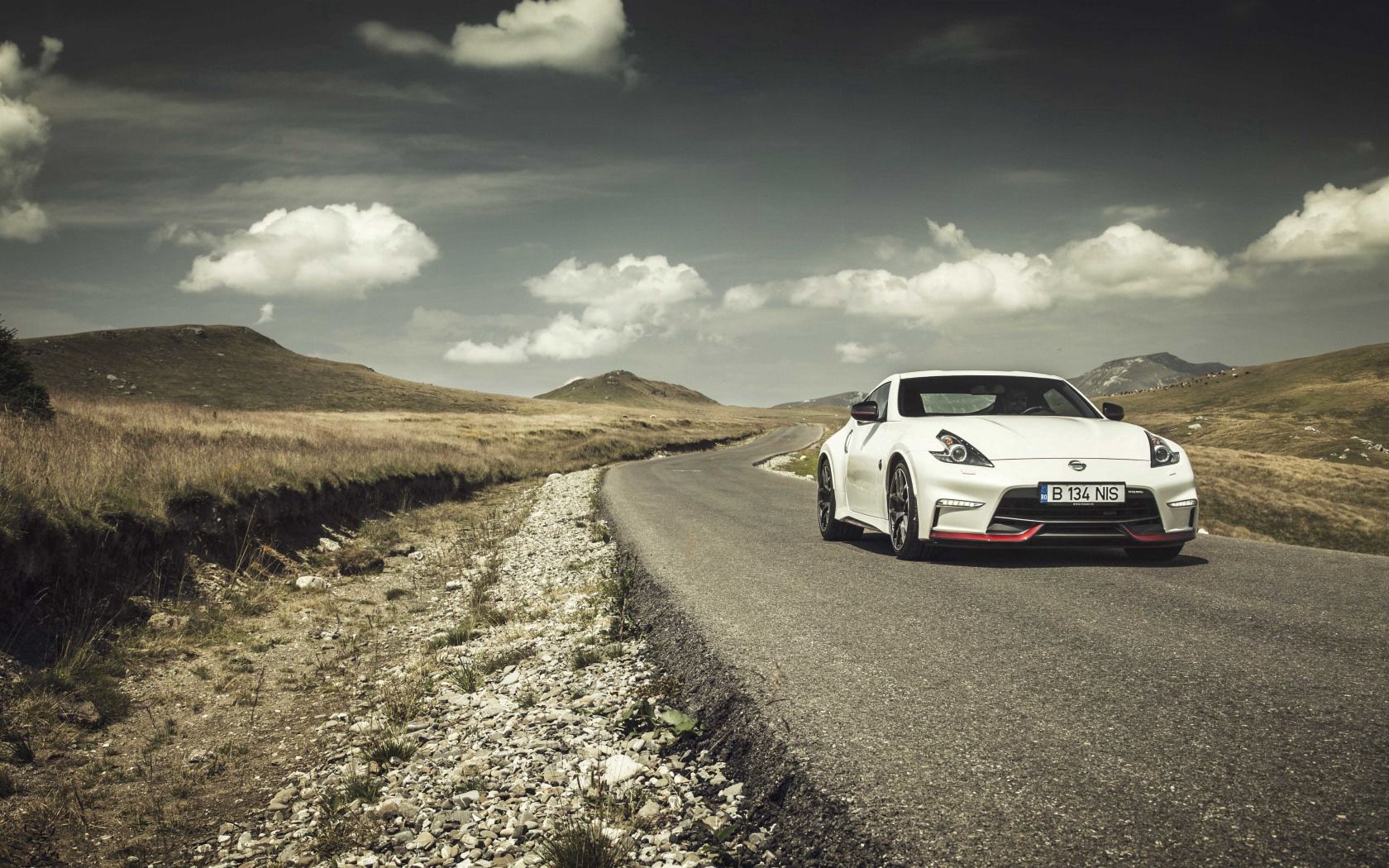 nissan, 370z, hills, road, side view