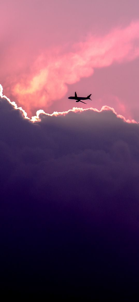 plane, sky, clouds