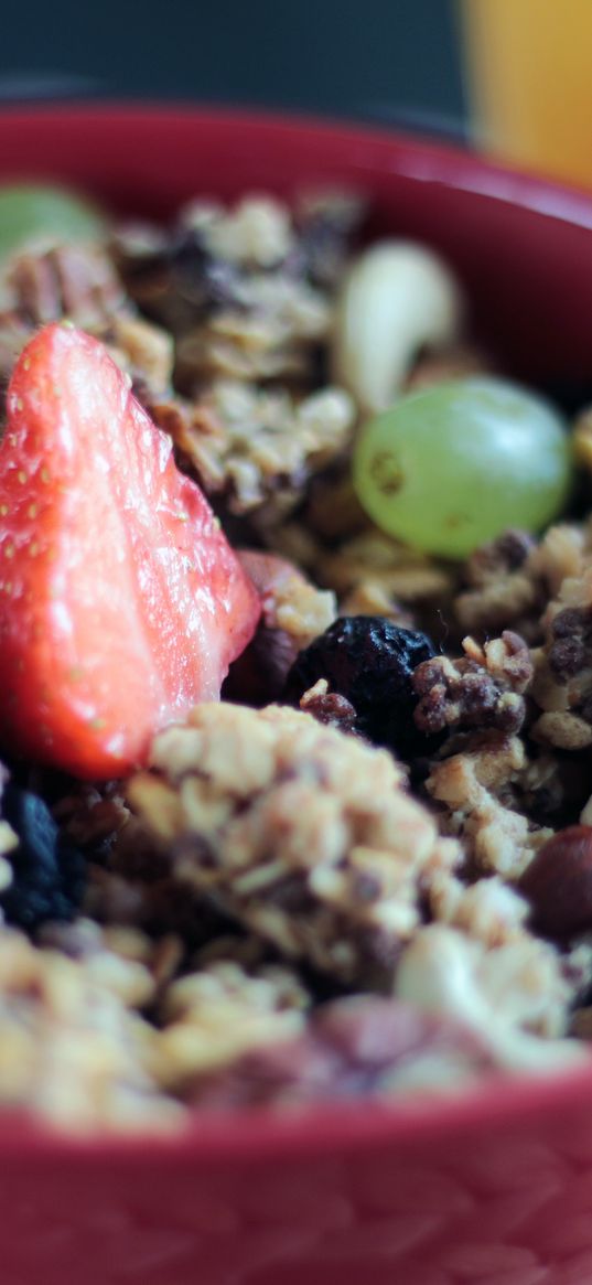 muesli, cereals, fruits, berries