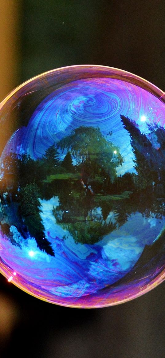 soap bubble, colorful, bowl, reflection