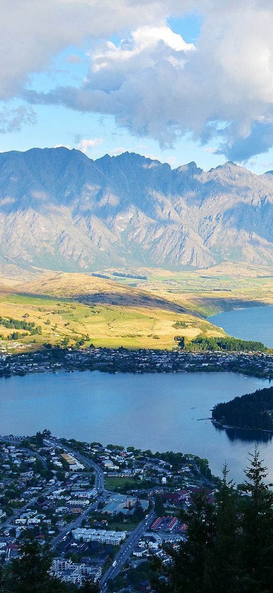 new zealand, lake, mountain, distance