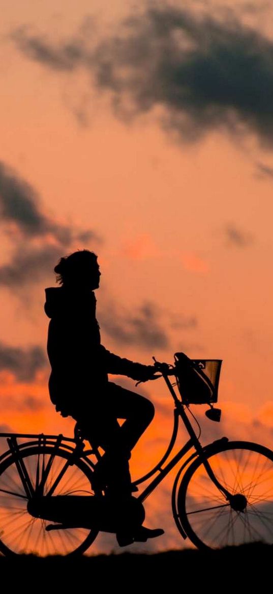 silhouette, fitness, cyclist, sky