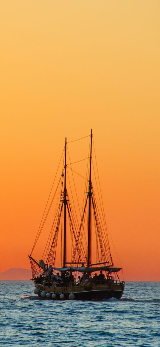 sea, sailing, boat, sunset