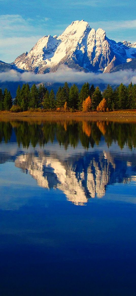 wyoming, usa, mountain, lake, reflection