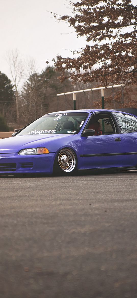 honda civic, purple, side view