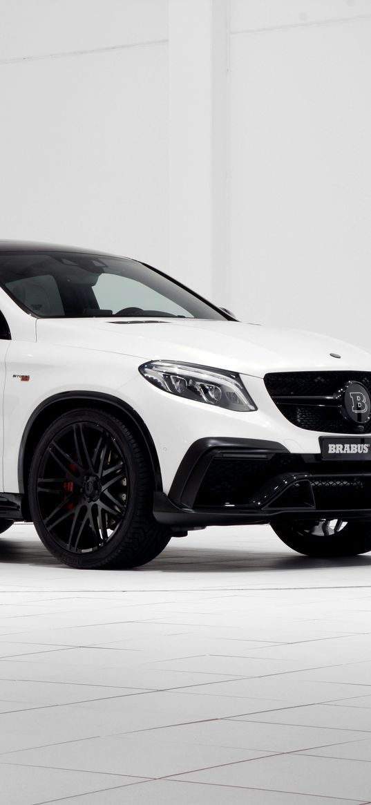 mercedes-benz, gle-class, brabus, amg, white, side view