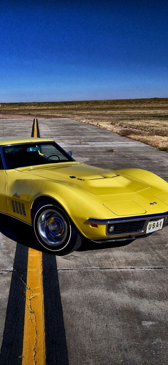 chevrolet, corvette, 1969, yellow