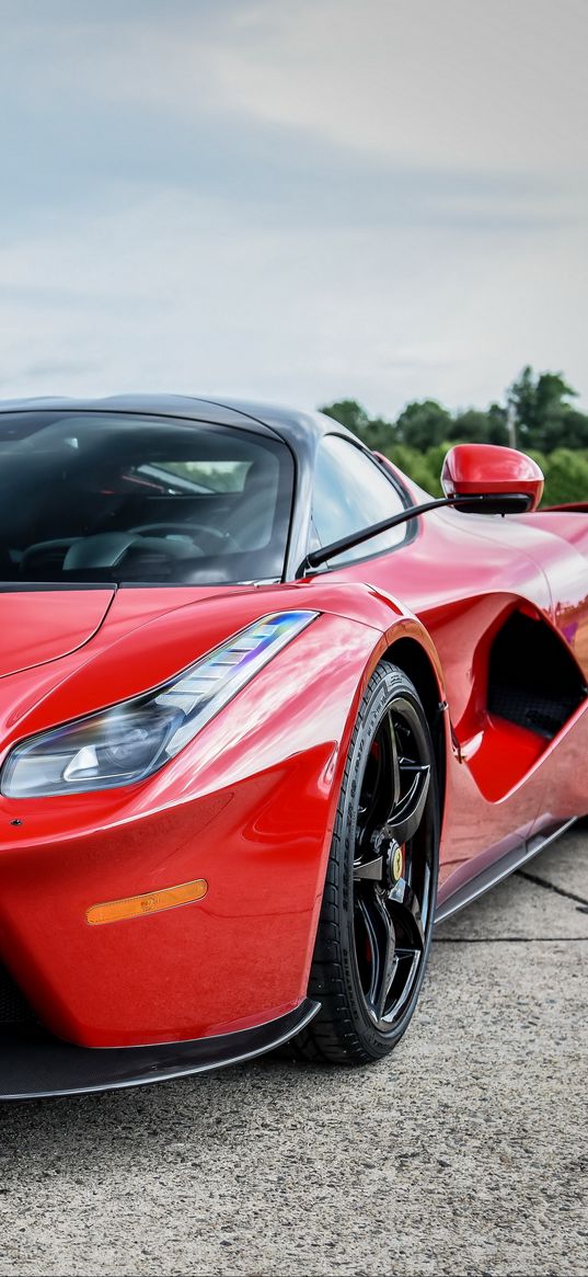 ferrari, laferrari, red, front view