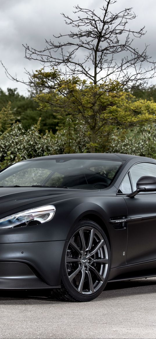 aston martin, vanquish, one of seven, black, side view