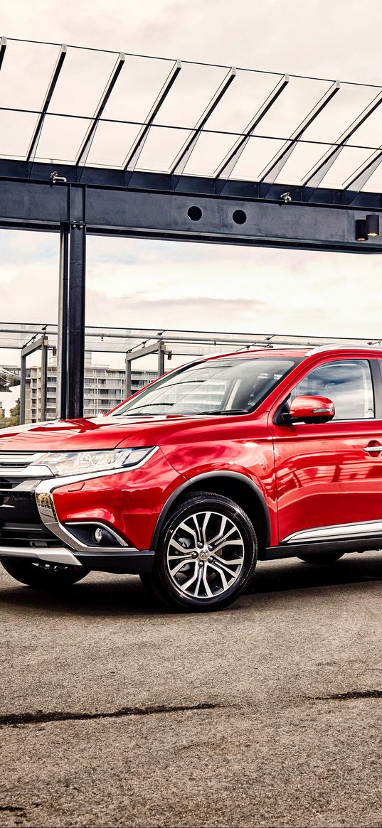 mitsubishi, outlander, au-spec, red, side view