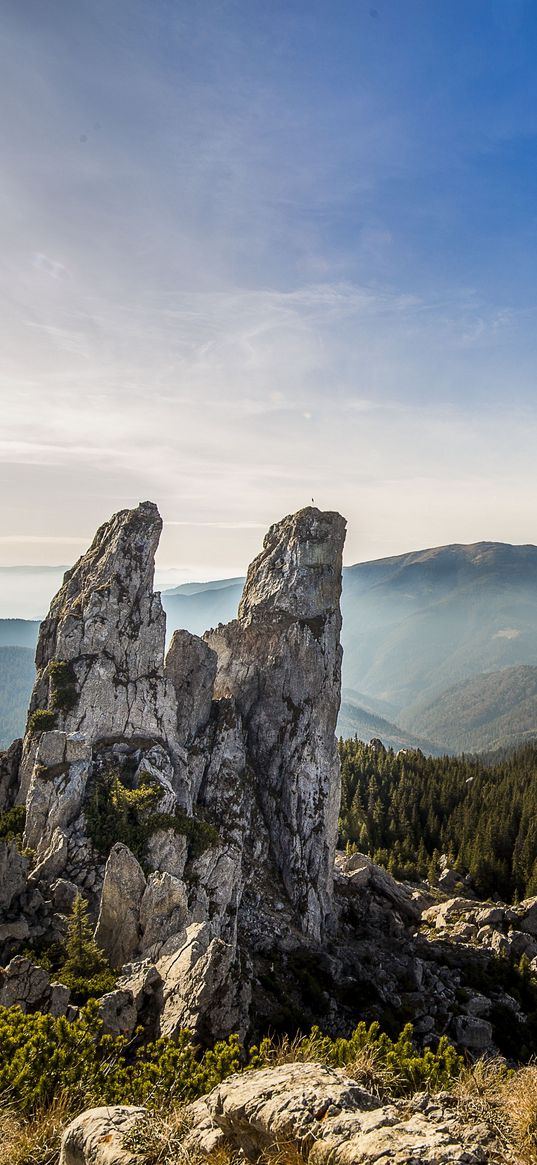 romania, mountains, rocks, sky, trees