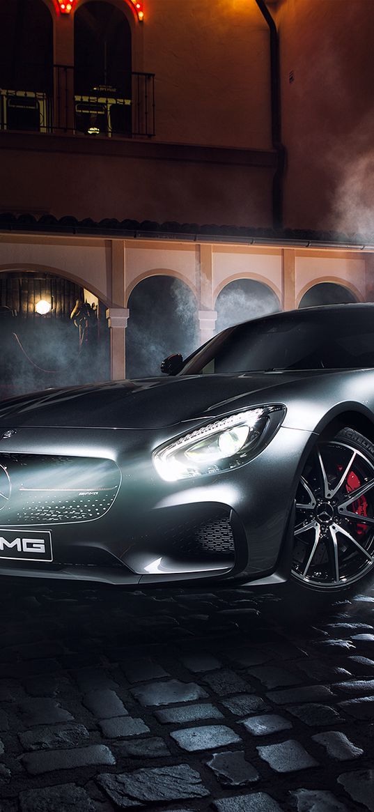 mercedes-benz, amg, gt s, side view, night