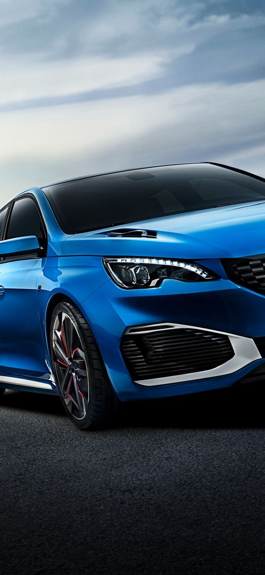 peugeot, 308 r, hybrid, blue, side view