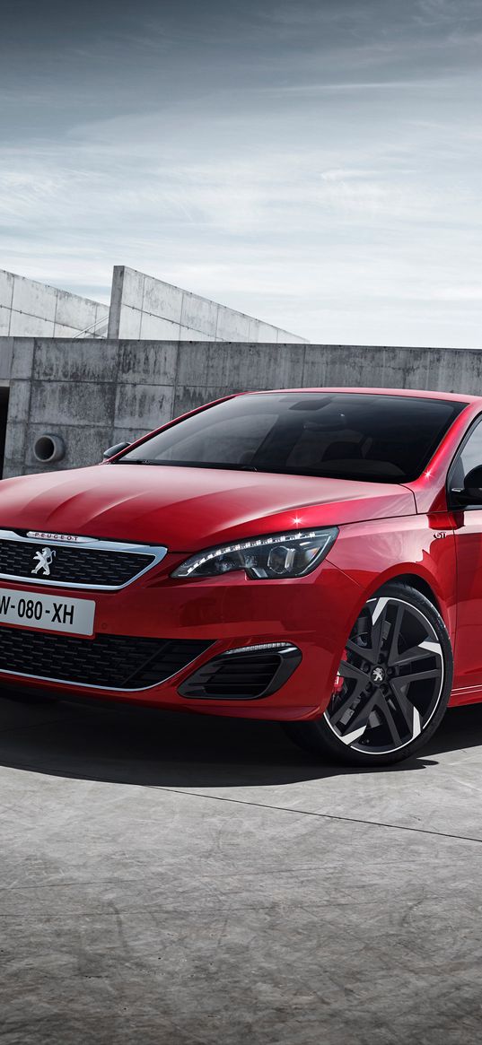 peugeot, 308, gti, red, side view