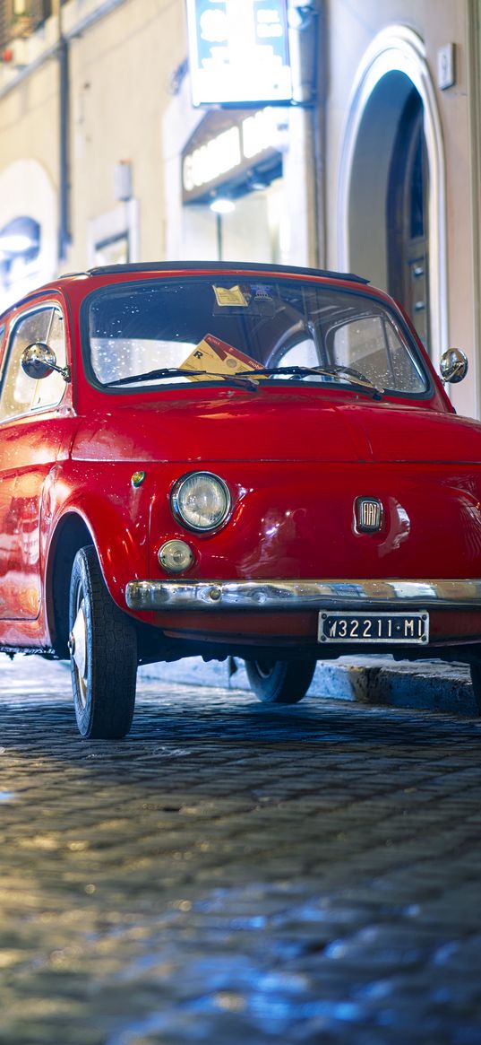 fiat, 500px, red, front view