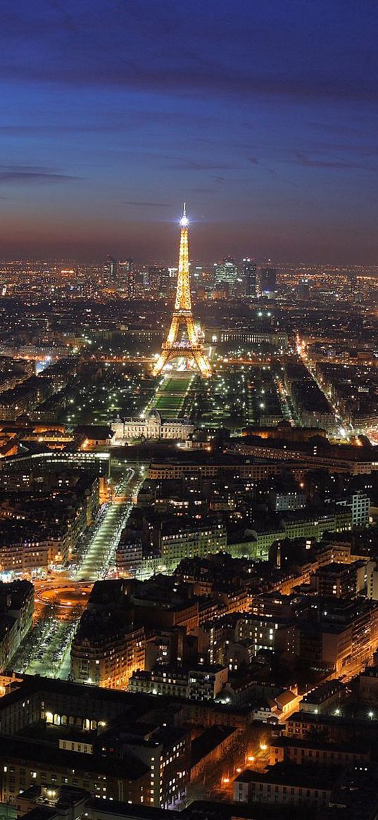 paris, france, eiffel tower, city lights, night, top view