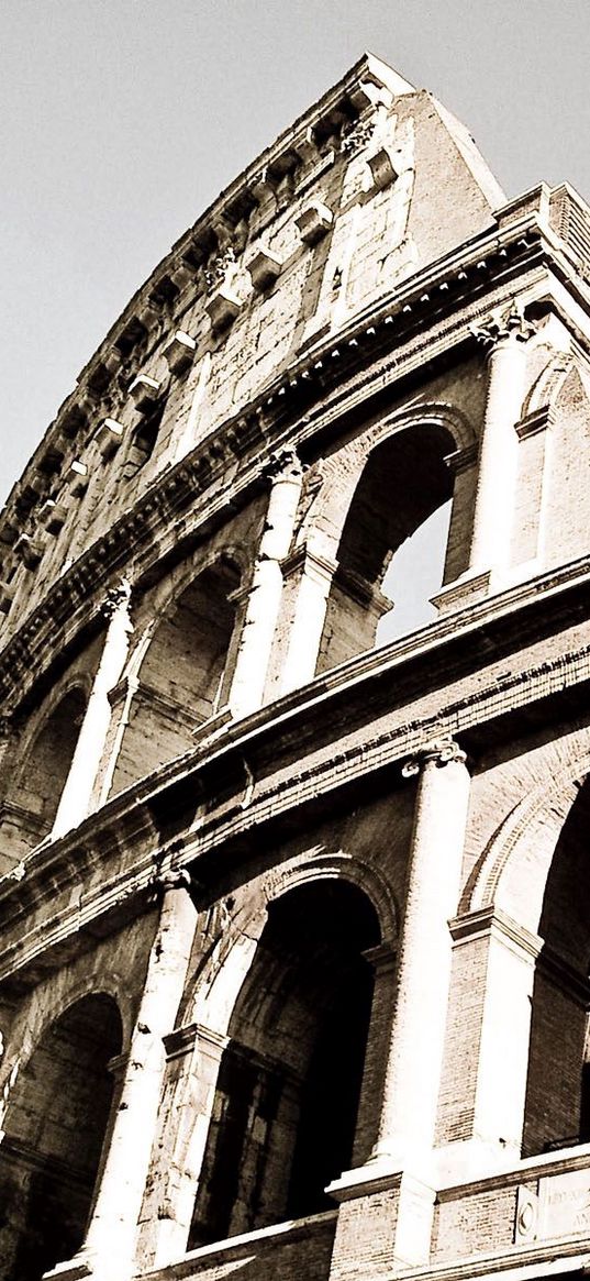 colosseum, rome, italy, black white, old