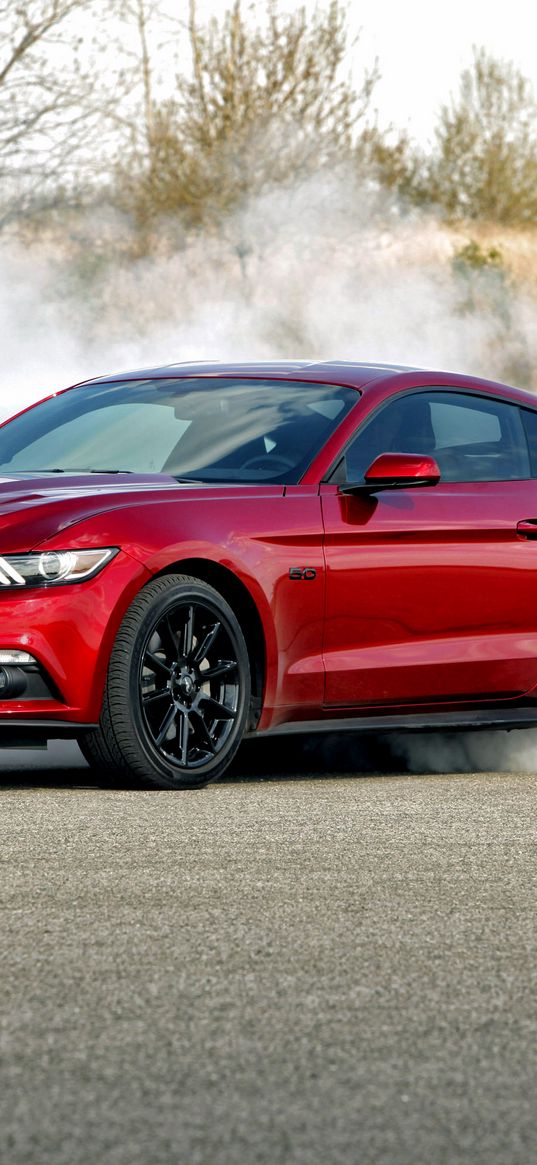 ford mustang, gt, red, side view