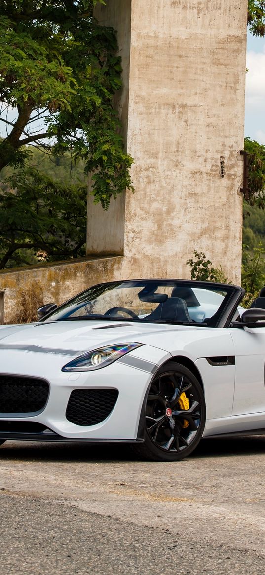 jaguar, f-type, project 7, white, side view