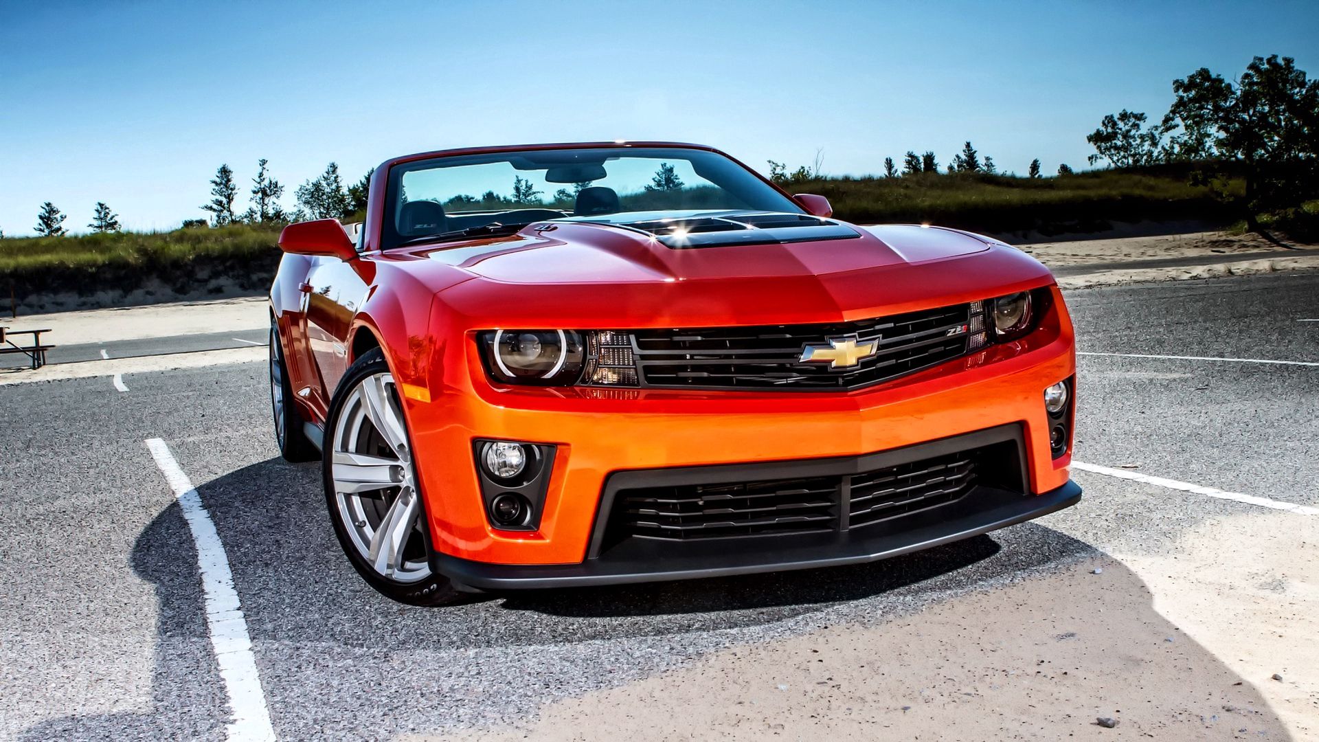 chevrolet, camaro, red, front view