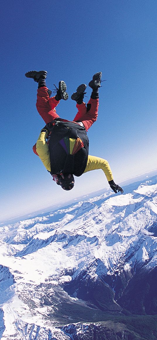 skydiver, fly, sky, clouds