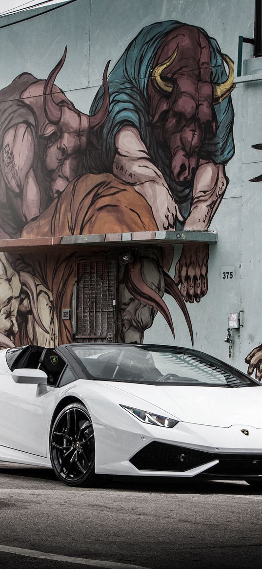 lamborghini, huracan, white, side view