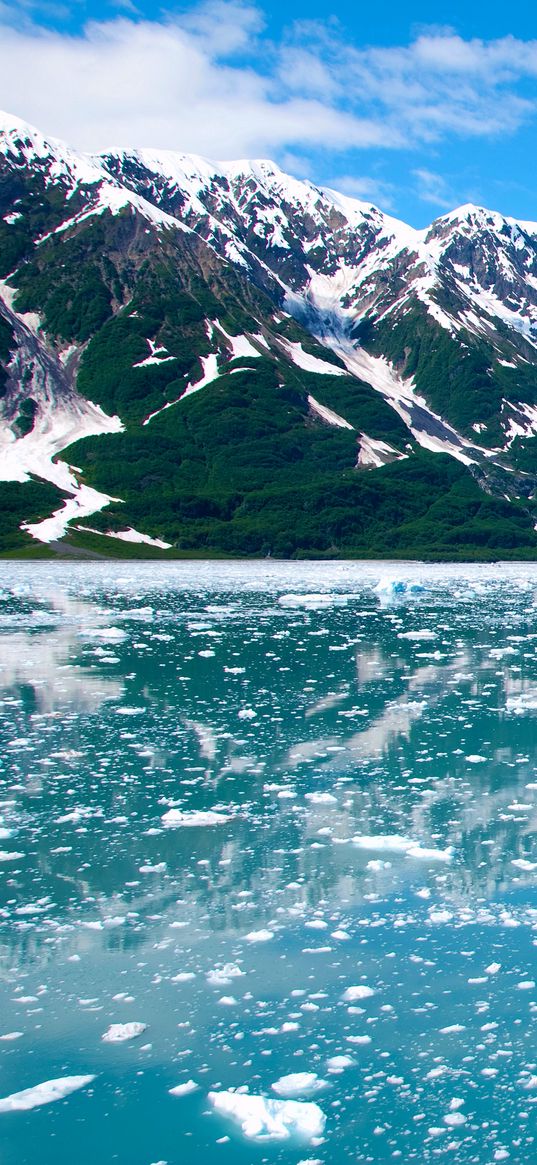 alaska, glacier, mountains, sky