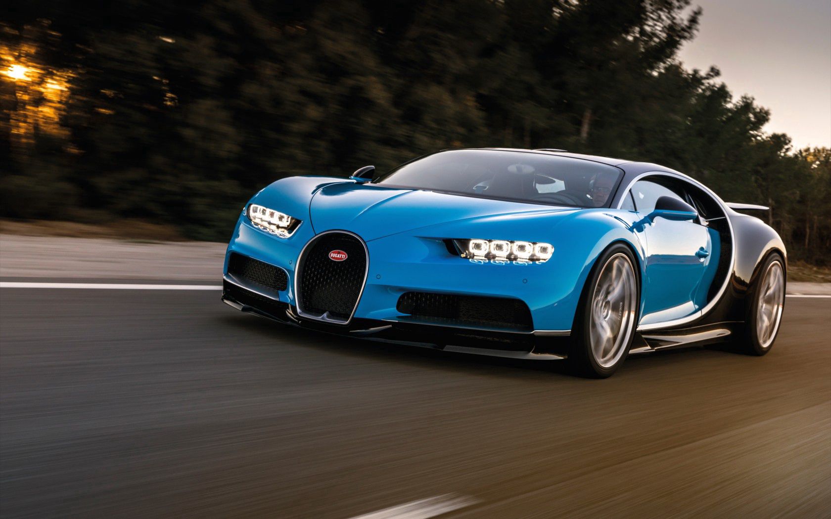 bugatti, chiron, blue, side view