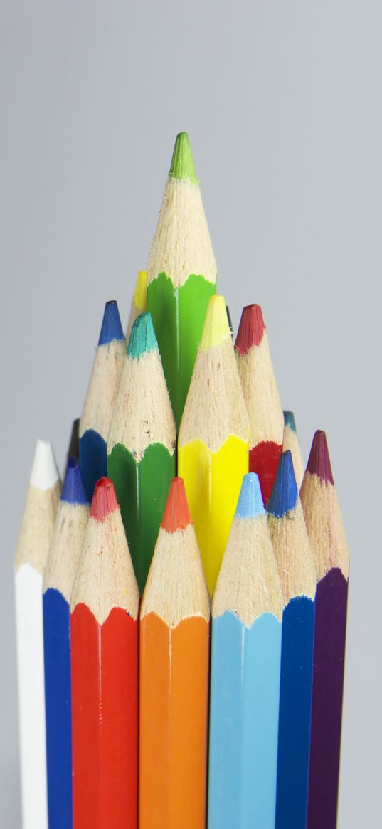 colored pencils, sharpened, set